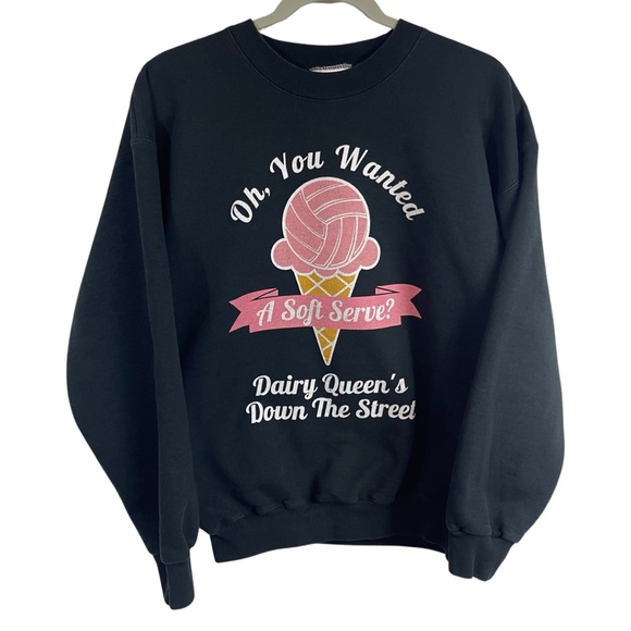 Hanes Tops - Volleyball Crew Neck Graphic Sweat Shirt M Black Oversize